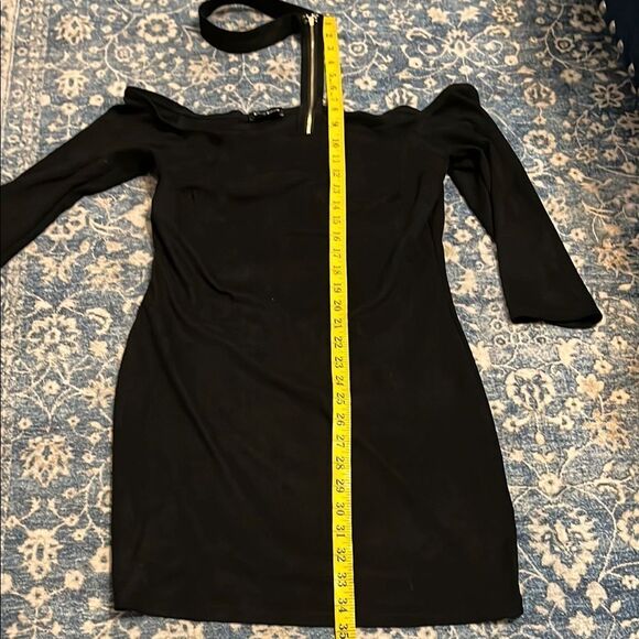 Bebe Elegant Black Choker One-Shoulder Dress Party Event Wedding Guest - Picture 8 of 11